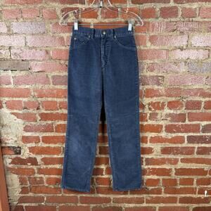 Vintage Lee Corduroy Jeans Womens 24 Blue High Waist Straight Made USA